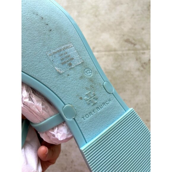 Tory Burch Women's Size 12M Aqua Blue Rubber Sandals Square Toe - Picture 7 of 8